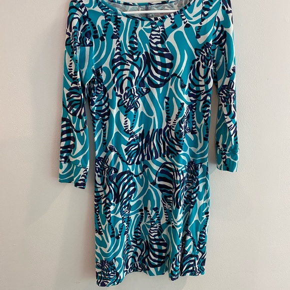 Lilly Pulitzer cotton dress, 3/4 sleeve, Game Zebra print - Picture 4 of 4